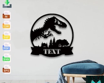 Personlig dinosauriebarnrumsskylt: Laserskurna SVG DXF-filer (digital nedladdning