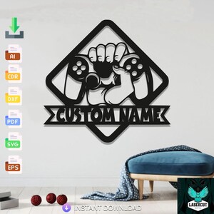 Personalized Gaming Controller Ps Svg laser cut svg dxf files wall sticker engraving decal silhouette template cut vector instant download