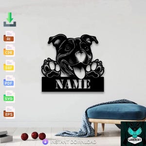 American Staffordshire Design laser cut svg wall sticker engraving decal silhouette template cnc cut laser digital vector instant download