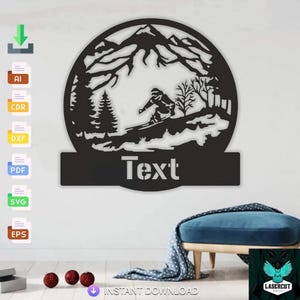 Skiing Design laser cut svg dxf files wall sticker engraving decal silhouette template cnc cutting laser digital vector instant download