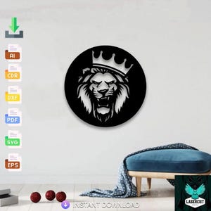 Lion Svg files, laser cut svg dxf files wall sticker engraving decal silhouette template cnc cutting laser digital vector instant download