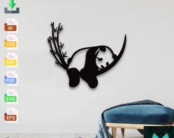 Panda Bamboo Laser Cut File: SVG DXF Vector Template (Digital Download)