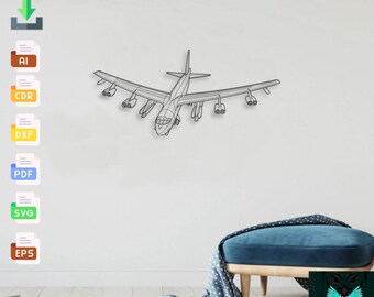 Boeing 52G Stratofortress - Svg Dxf Ai Pdf - Cnc Plasma Laser Cut Bomber Airplane Metal Wall Art Vector