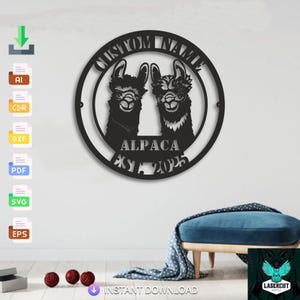 Custom Alpaca Design – Farmhouse Decor, CNC Wood Sign Vector (Digital Download)