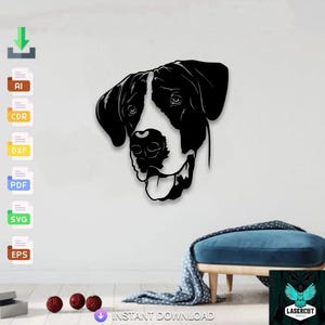 Cute Dog animal Design laser cut svg dxf files wall sticker engraving decal silhouette template cnc cut digital vector instant download