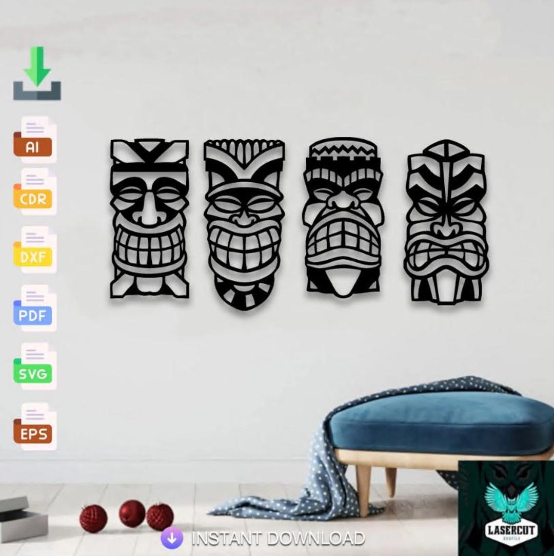 Tiki Mask Design: Laser Cut Files SVG DXF (digital Download) - Etsy UK