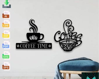 Coffee Time SVG Files: Laser Cut Vector Art (Digital Download)