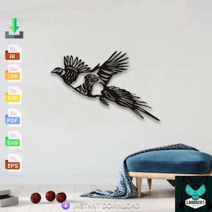 Pheasant with dog design Laser Cut, Svg, Dxf, Glowforge CNC Cutting, Pdf , Dxf, Svg Ai Eps Digital Vector Files Instant Download