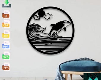Killer Whale Scene SVG, CNC Router Cut File, Wall Art (Digital Download)