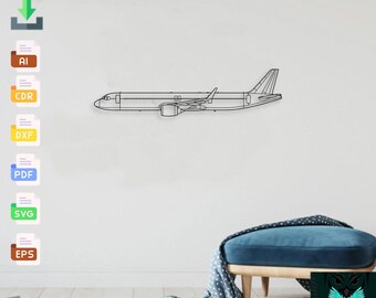 Airbus A321 251nx - Svg Dxf Ai Pdf - Cnc Plasma Laser Cut Airliner Airplane Metal Wall Art Vector