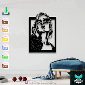 Beautiful Woman Wall Art laser cut svg dxf files wall sticker engraving decal silhouette template cnc cutting laser digital vector download