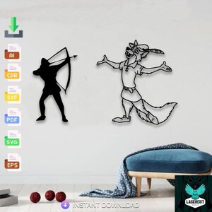 Decoration Robin hood Cut File, Laser Cut, Svg, Dxf, Glowforge CNC Cutting, Pdf , Dxf, Svg Ai Eps Digital Vector Files Instant Download