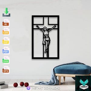 jesus Christ Wall Decor laser cut svg dxf file wall sticker engraving silhouette template cnc cut laser digital vector instant download