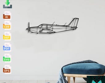 Piper Comanche - Svg Dxf Ai Pdf - Cnc Plasma Laser Cut Airplane Metal Wall Art Vector