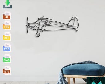 Piper Colt PA 22 - Svg Dxf AI PDF - Cnc Plasma Laser Cut Airplane Metal Wall Art Vector