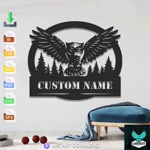 Personalized Owl Wall Decor SVG: Laser Cut File (Digital Download)