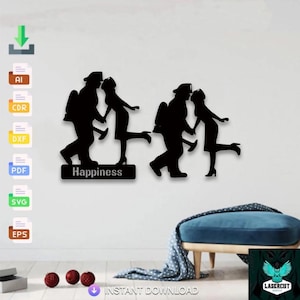 Personalized Firefighter couple Decor ,Laser Cut,Svg,Dxf,Glowforge CNC Cutting, Pdf ,Dxf,Svg,Ai,Eps Digital Vector Files Instant Download