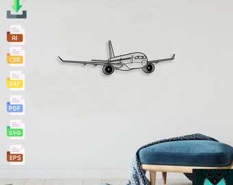 Airbus A220 300 Airplane - Svg Dxf AI PDF - Laser Cut Metal Wall Art Aviation Sign Vector