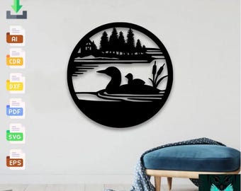 Duck Scenic Design Laser Cut Files: SVG DXF Vector Template (Digital Download