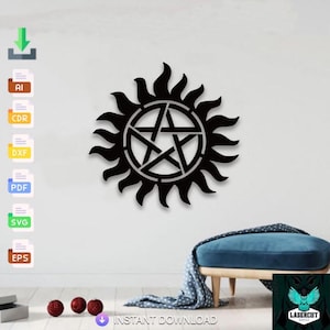 The Devil&#39;s Triangle laser cut svg dxf files wall sticker engraving decal silhouette template cnc cutt laser digital vector instant download