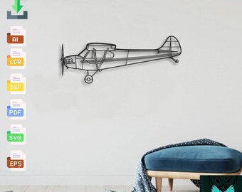 Piper J 2 Cub - Svg Dxf Ai Pdf - Cnc Plasma Laser Cut Airplane Metal Wall Art Vector