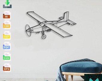 Pilatus Pc 6 - Svg Dxf Ai Pdf - Cnc Plasma Laser Cut Airplane Metal Wall Art Vector
