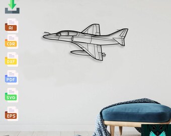 Douglas Ta 4j Skyhawk - Svg Dxf Ai Pdf - Cnc Plasma Laser Cut Jet Airplane Metal Wall Art Vector
