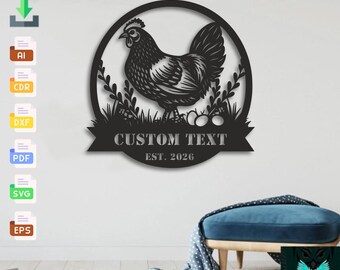 Custom Chicken Coop Sign Vector – Laser Cut Farmhouse Decor (Digital Download)