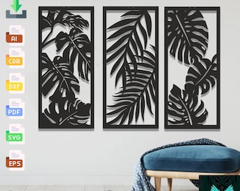 Leaves Laser Cut Files: Wall Decor SVG DXF Template (Digital Download)