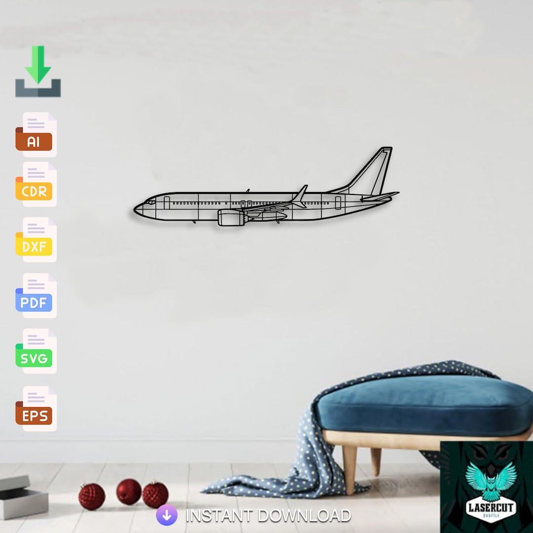 Boeing 737 Jet Vector File – Commercial Airliner Silhouette (svg, Dxf ...