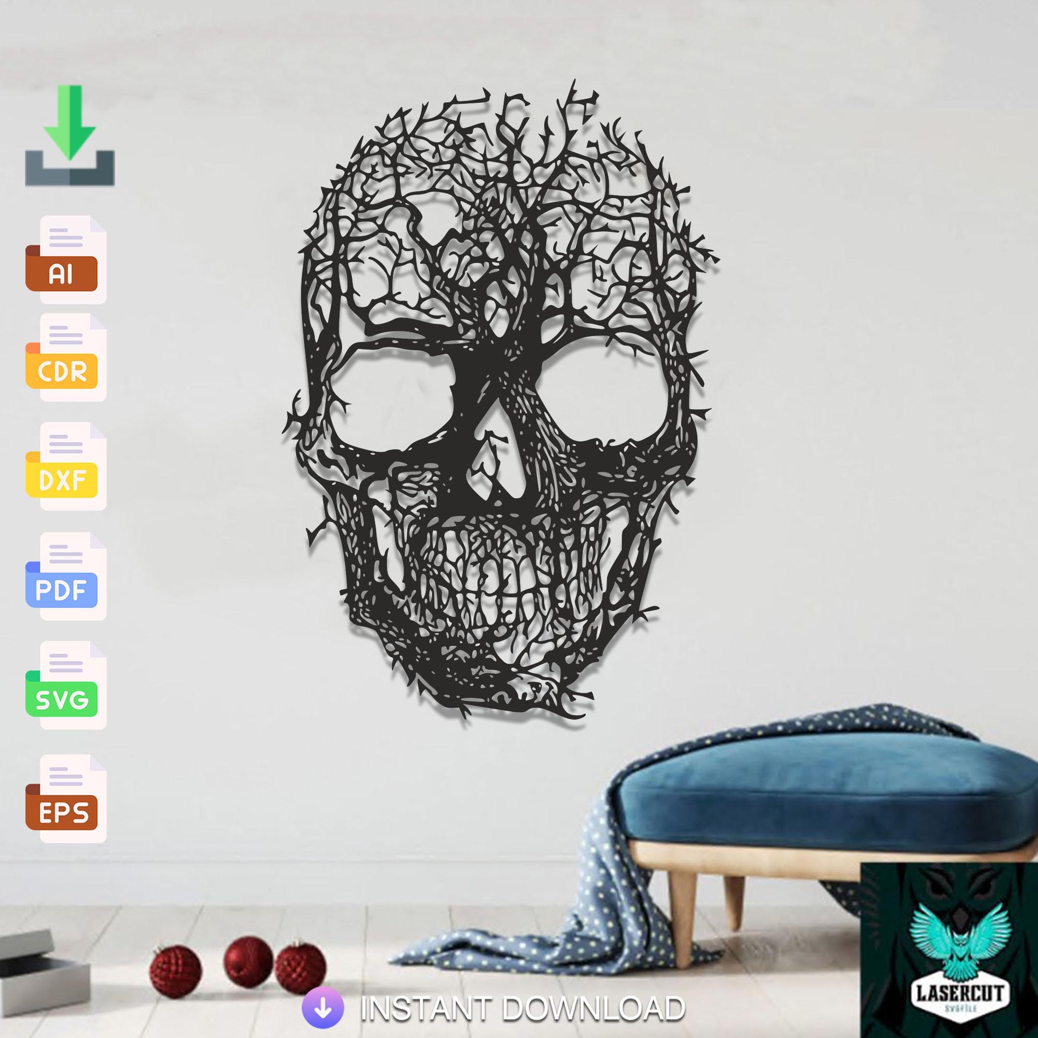 Tree Skull SVG: Laser Cut File, Wall Art Decal (digital Download