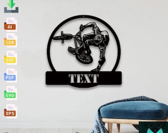 Personalized BMX Biker Laser Cut Files: SVG DXF Vector Template (Digital Download)