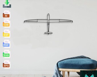 Schempp Hirth Discus Glider - Svg Dxf Ai Pdf - Cnc Plasma Laser Cut Sailplane Metal Wall Art Vector