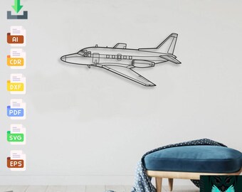 Sabreliner 75 - Svg Dxf AI PDF - CNC Plasma Laser Cut Jet Airplane Metal Wall Art Vector