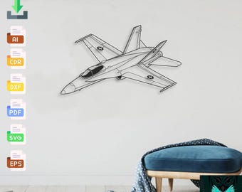 Boeing Fa 18c Super Hornet - Svg Dxf Ai Pdf - Cnc Plasma Laser Cut Jet Airplane Metal Wall Art Vector