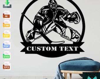 Benutzerdefinierter Hockey-Torhüter SVG: Laser geschnittene Datei, Wandkunst (digitaler Download)