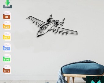 Fairchild Republic A 10 Thunderbolt 2 - Svg Dxf Ai Pdf - Cnc Plasma Laser Cut Jet Airplane Metal Wall Art Vector