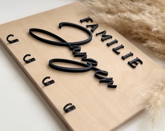 Schlüsselbrett personalisiert mit Namen, Schlüsselaufbewahrung, Geschenk zum Einzug, Geschenkidee haus, Geschenk für Familie