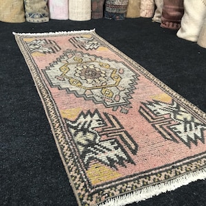 1 Ft / 3.6 Ft pink mats, multicolored vintage Bathroom Mats,outdoor Doormats,Handmade Rug,Antique Mats,Turkish Rug,oriental mats