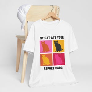 Camiseta divertida con informe de calificaciones de gatos - Camiseta unisex de manga corta, regalo para amantes de las mascotas, ropa para mamás y papás felinos, camiseta humorística