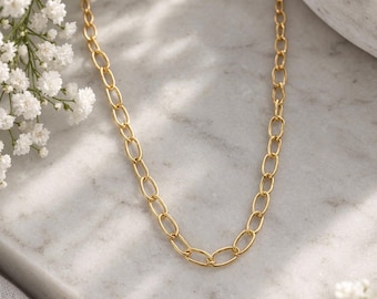 Halsband - Oval kedja med 5,5 länkar 18k Vermeil guld