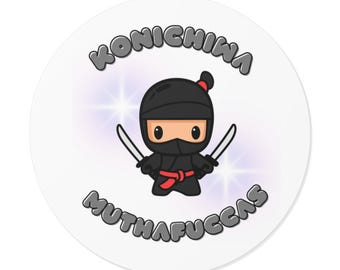 Cute Ninja Vinyl Stickers, Funny Ninja Decals, Kawaii Samurai Sticker, Laptop Sticker, Skateboard Decal, Ninja Stickers, Gift for Ninja Fans