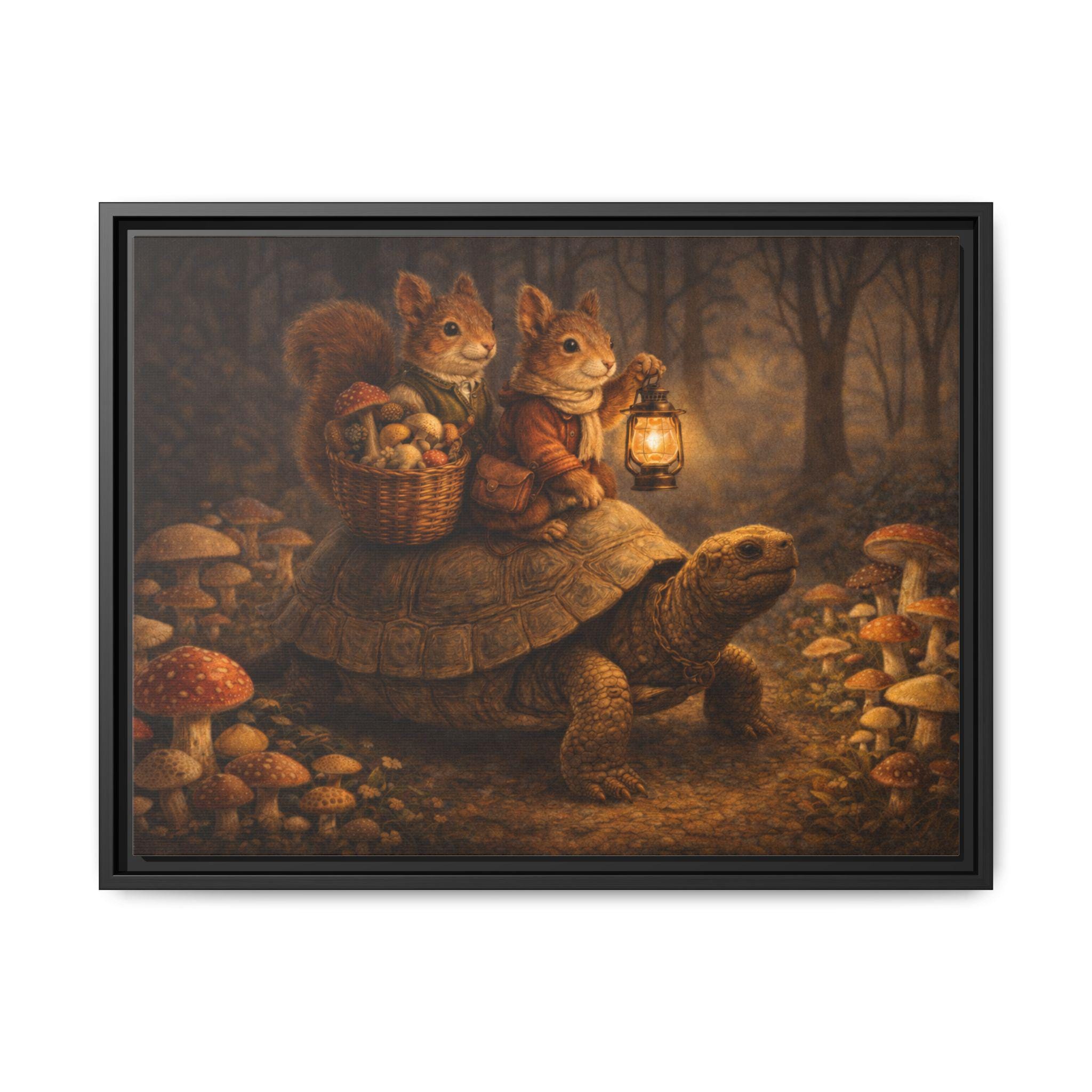 Turtle Rabbit Squirrel Sheep Woodland Squirrels Riding Turtle Canvas Art, Vintage Mushroom Forest ...
