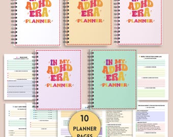 ADHD Daily Planner Digital Retro printable PDF Weekly routine organizer Time blocking task breakdown Instant Download Template Organizer