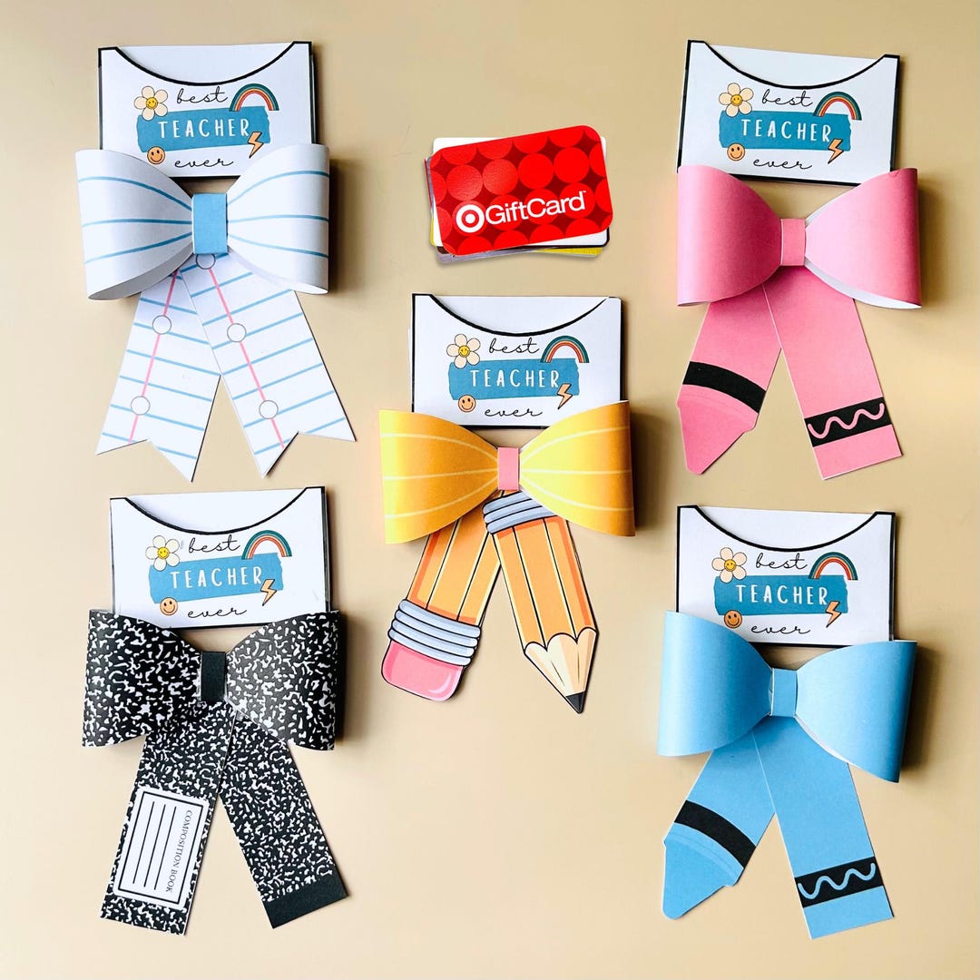 Bow Teacher Gift Card Holder Bundle Coquette Back to School Teacher ...