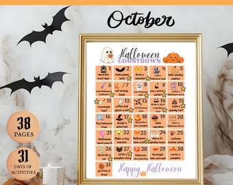 Halloween Advent Countdown Calendar 31 Days of Kid Activities Included PDF Printable