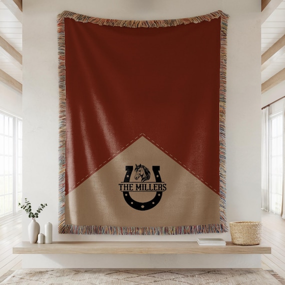 Custom Woven Blanket Western Gift for Mom Woven Throw Blanket Personalized Wedding Gift for Bride Wedding Keepsake Matching Pillow