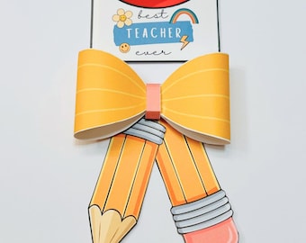 Yellow Pencil Bow Gift Card Holder Teacher Appreciation PDF coquette back to school gift end of year gift card holder teacher thank you DIY