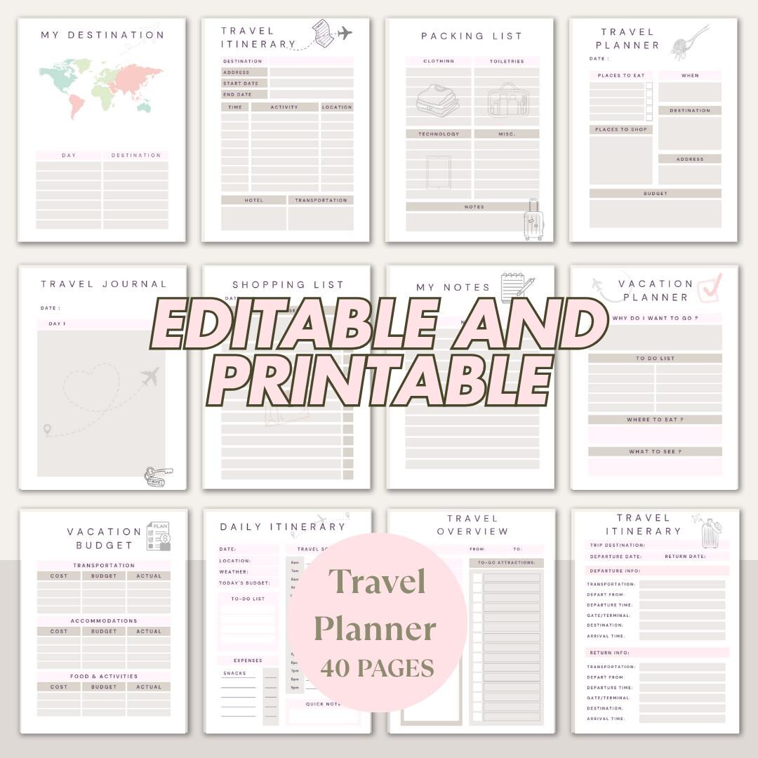 Printable Planner Complete Travel Bundle Trip Organizer Vacation ...