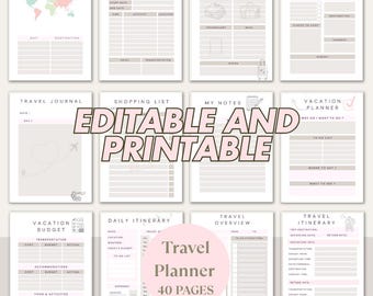 Printable planner Complete travel bundle trip organizer vacation itinerary travel planning pack custom trip prep A4 A5 family packing list